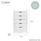 Obaby Stamford Sleigh Tall Chest of Drawers - White