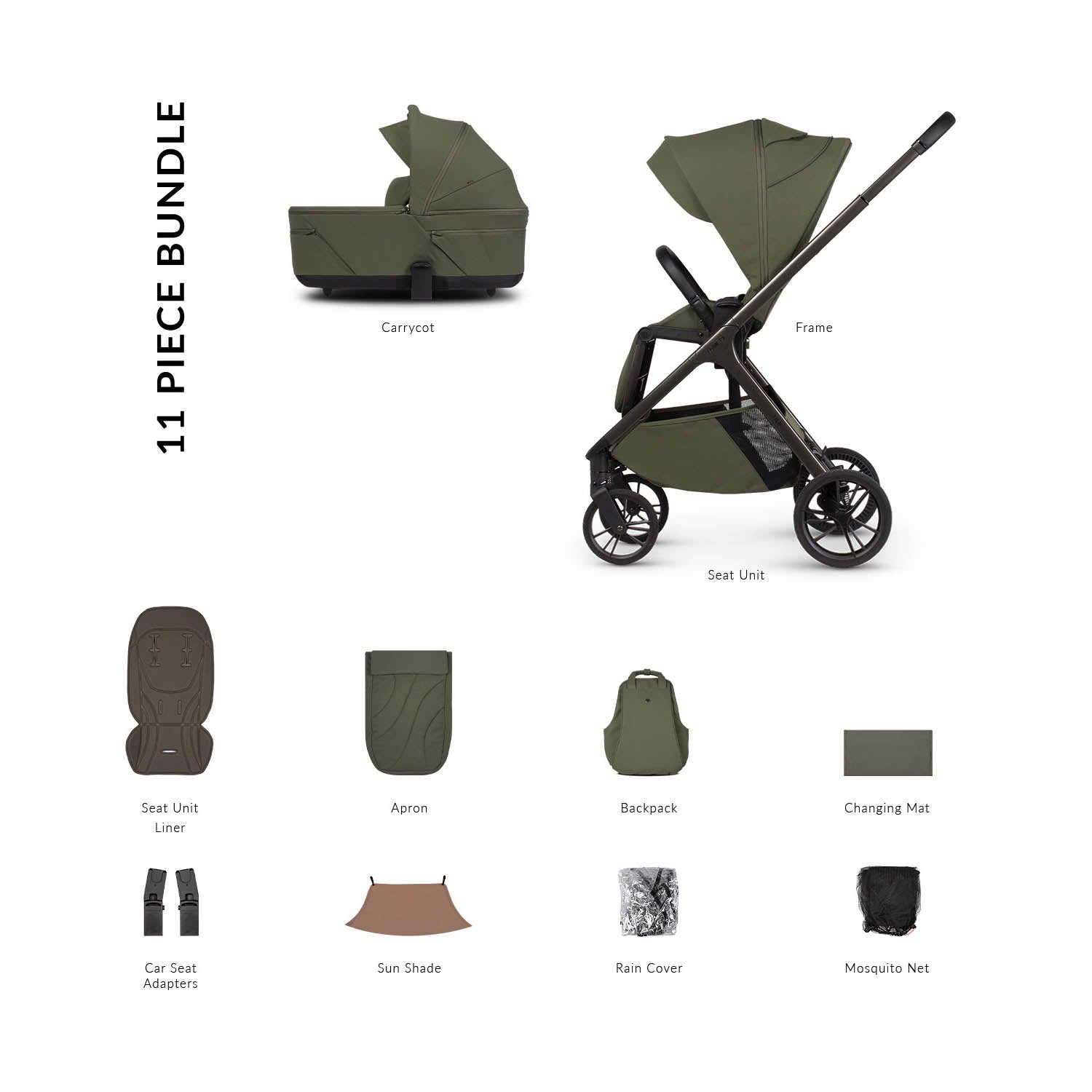 Venicci Tila 11 Piece Essential 2in1 Bundle - Olive