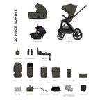Venicci x Hunter Upline 3 Luxury 4in1 Tiago Car Seat & 360 Base Bundle - Dark Olive