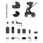 Venicci x Hunter Upline 3 Luxury 4in1 Tiago Car Seat & 360 Base Bundle - Dark Olive