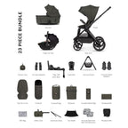 Venicci x Hunter Upline 3 Ultimate 4in1 Plus Tiago Car Seat & 360 Base Bundle - Dark Olive