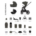 Venicci x Hunter Upline 3 Ultimate 4in1 Plus Tiago Car Seat & 360 Base Bundle - Dark Olive