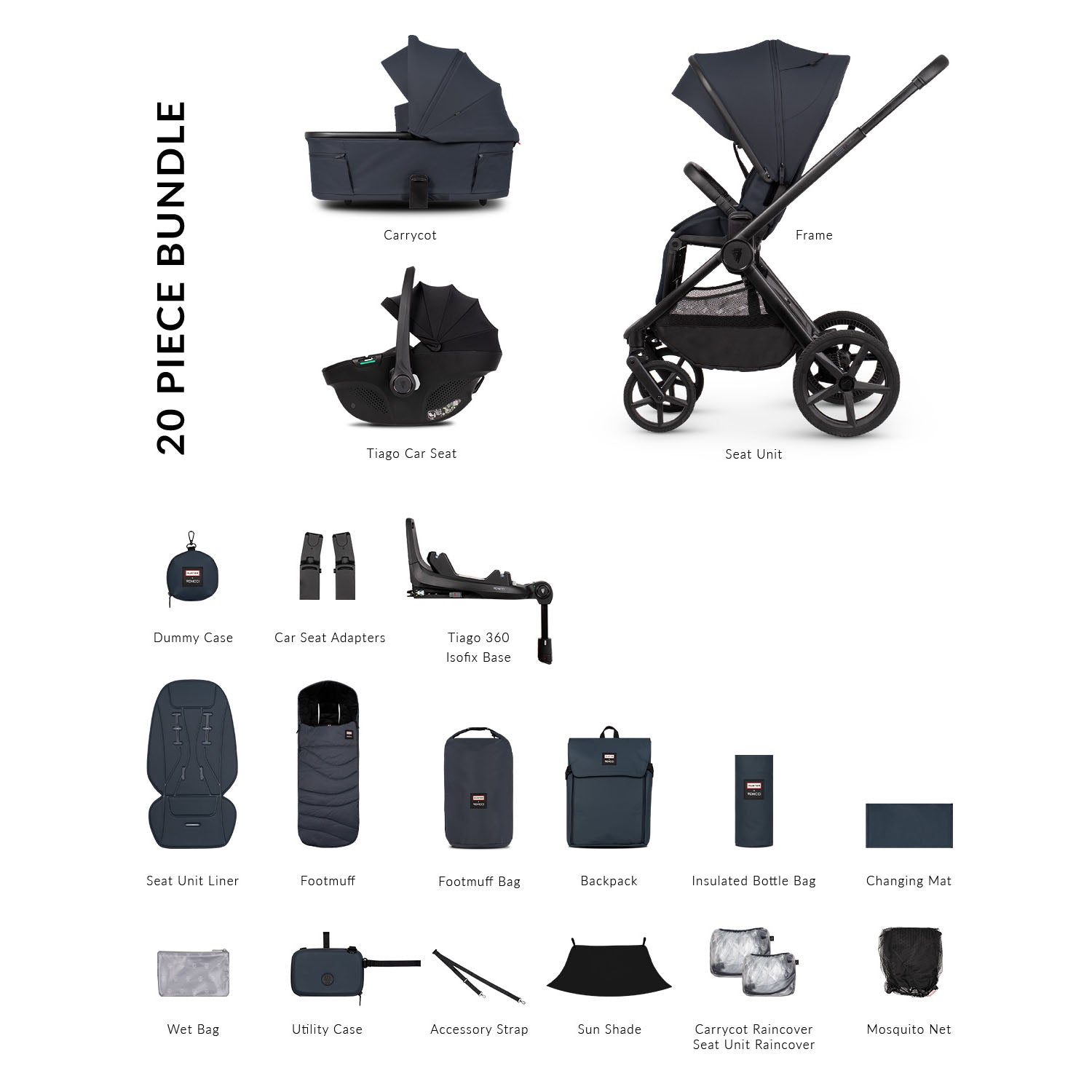Venicci x Hunter Upline 3 Luxury 4in1 Tiago Car Seat & 360 Base Bundle - Navy