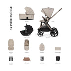 Venicci Upline 3 Comfort 3in1 Tiago 360 Car Seat Bundle - Pebble