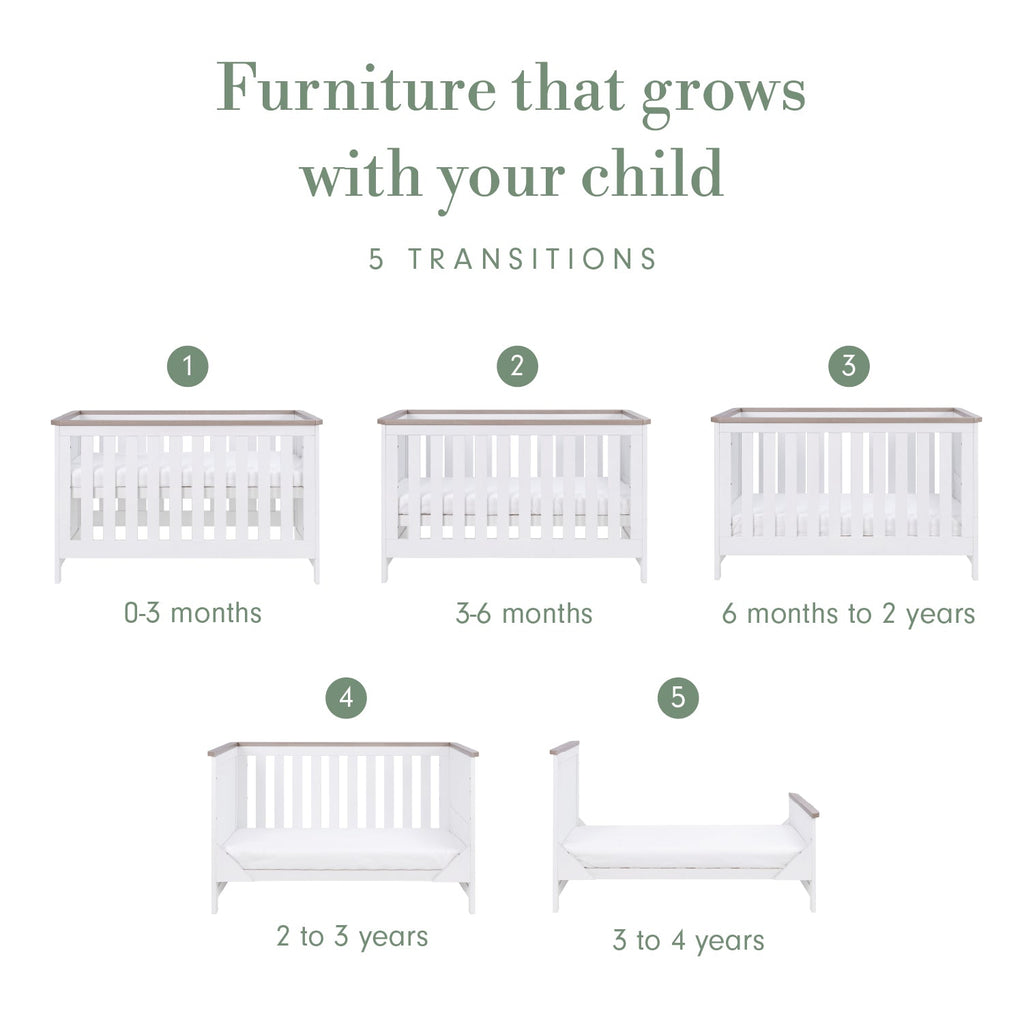 Tutti Bambini Verona Cot Bed - White & Oak