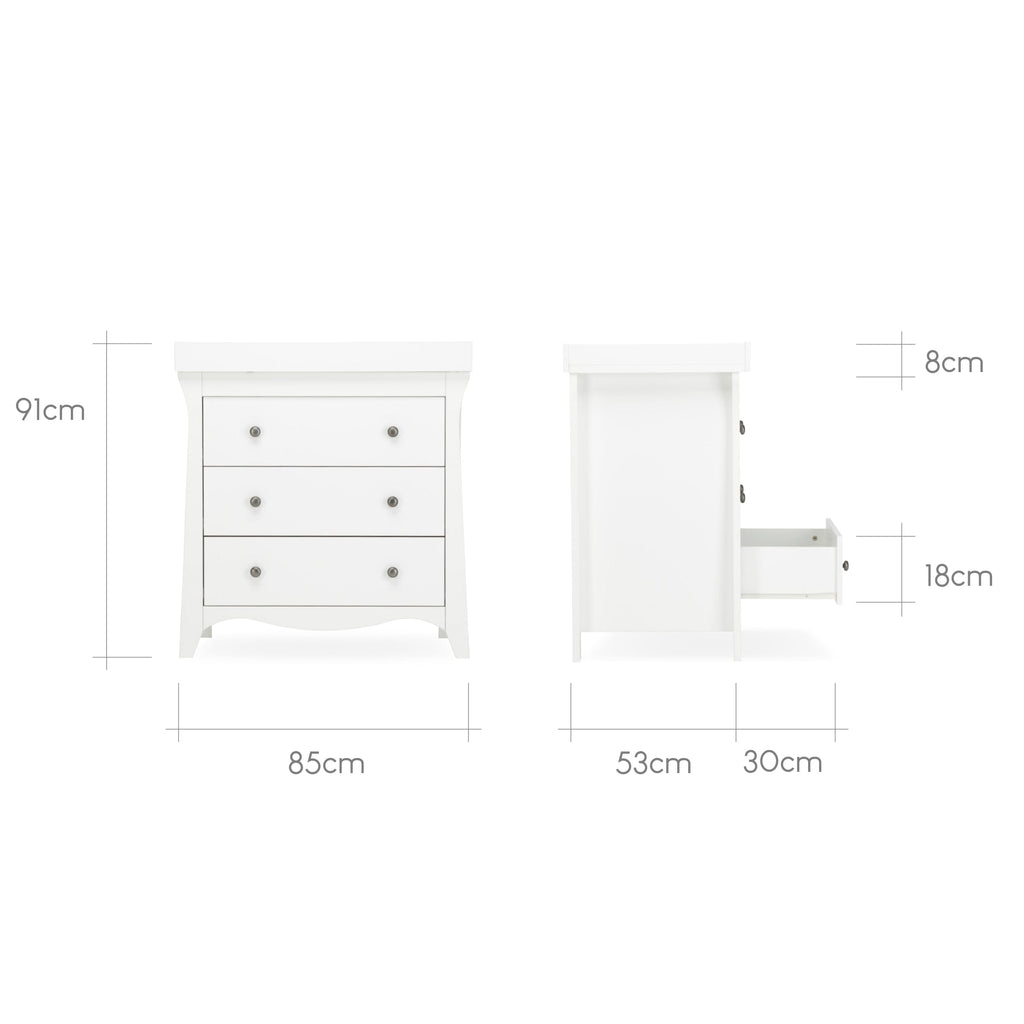 CuddleCo Clara 3 Drawer Dresser Changer - White