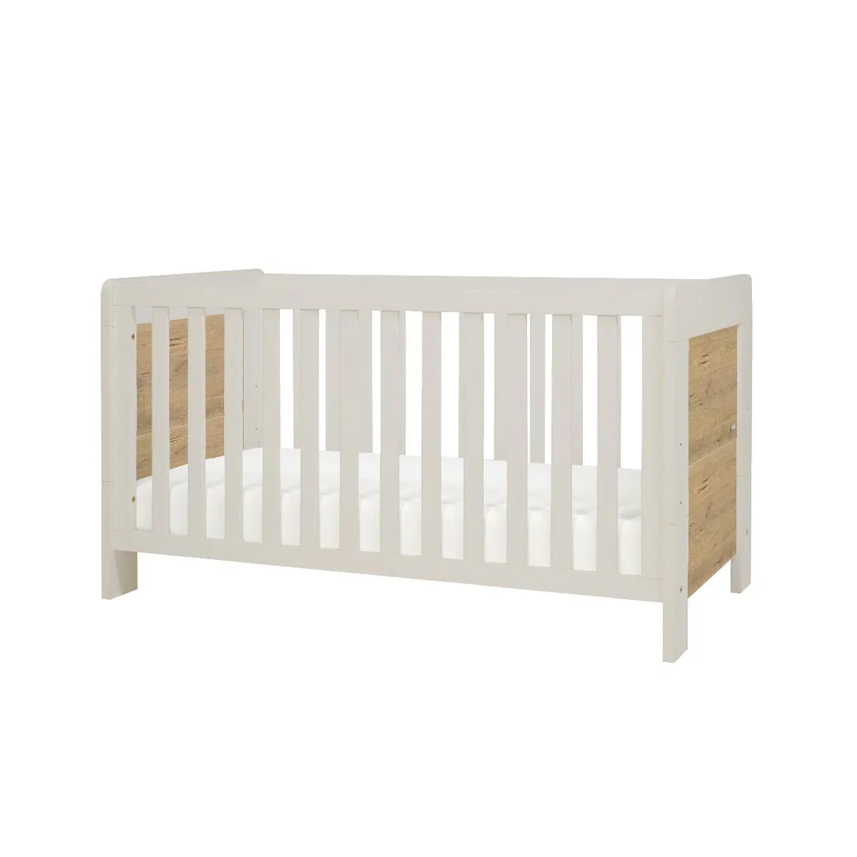 Tutti Bambini Essentials Alba Cot Bed - White Sand / Distressed Oak