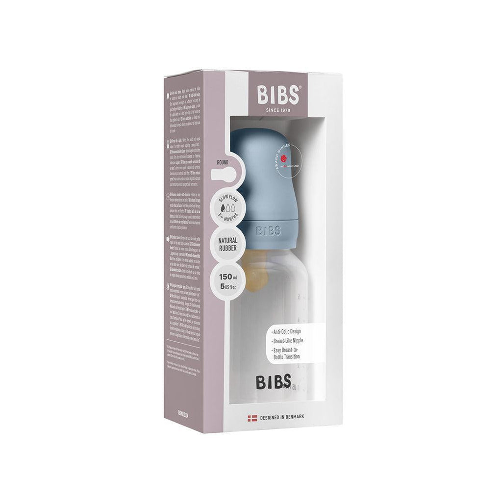 BIBS Medium Flow Baby Bottle Latex - Baby Blue