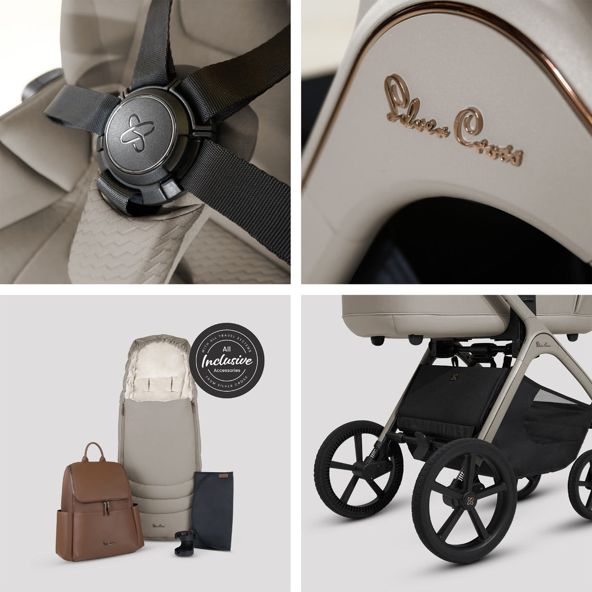 Silver Cross Cove Complete Stroller & Accessory Bundle - Champagne 10