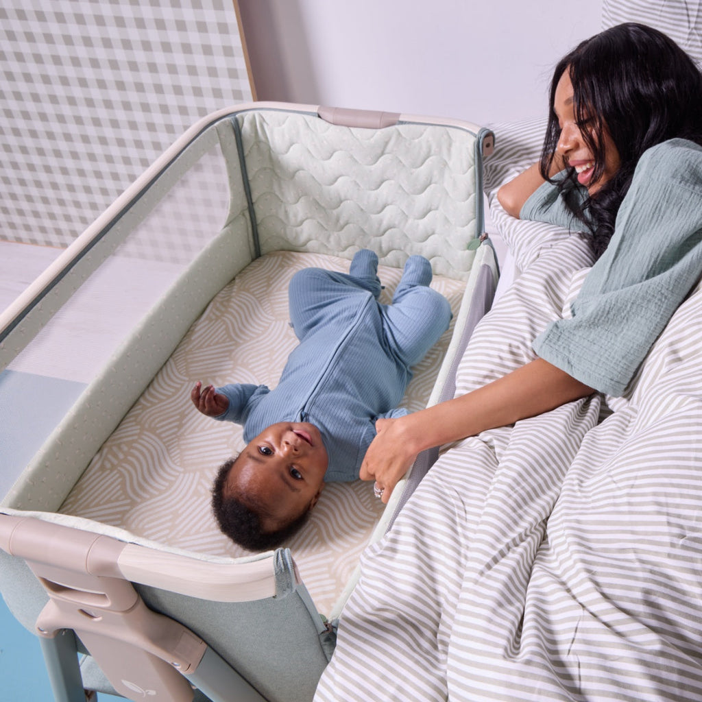 Tutti Bambini CoZee Air 2 Bedside Crib - Whitewash / Kelp