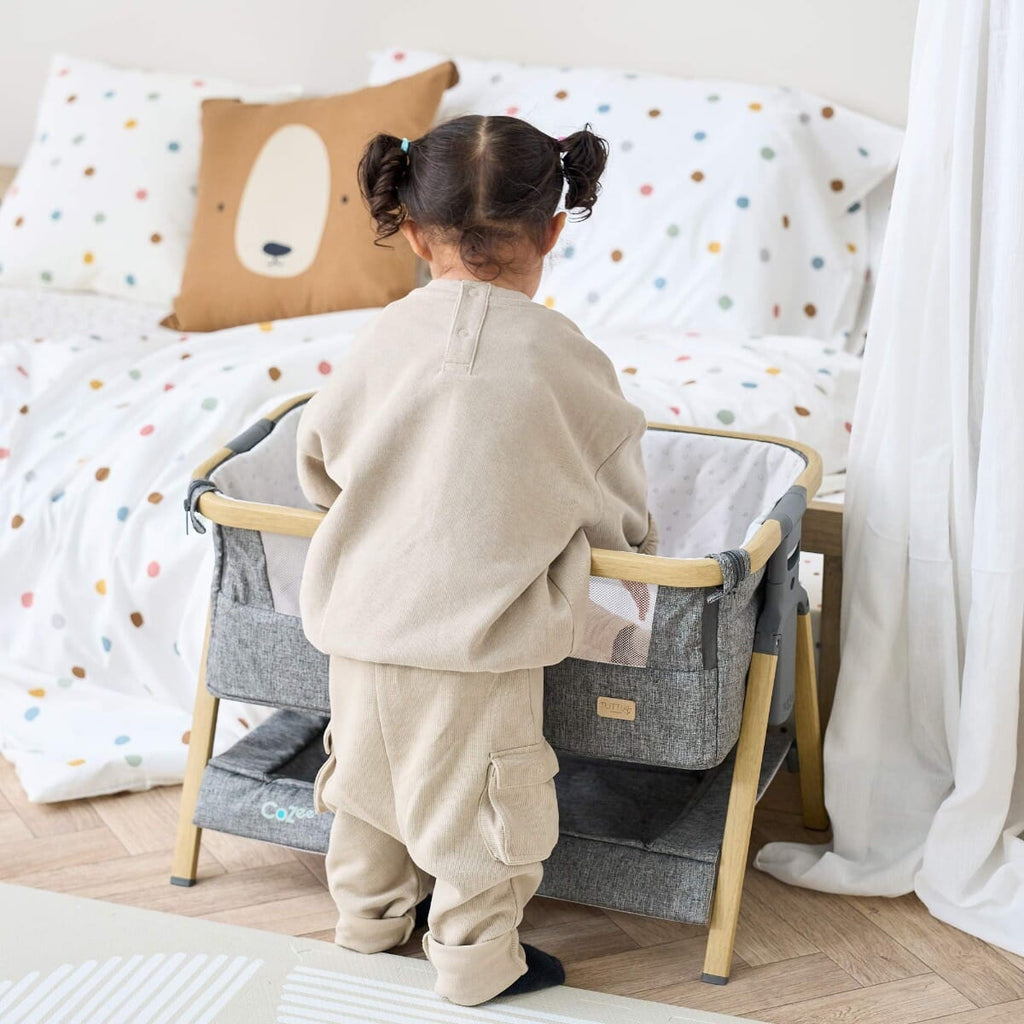 Tutti Bambini CoZee Mini Me Play Crib - Oak & Charcoal