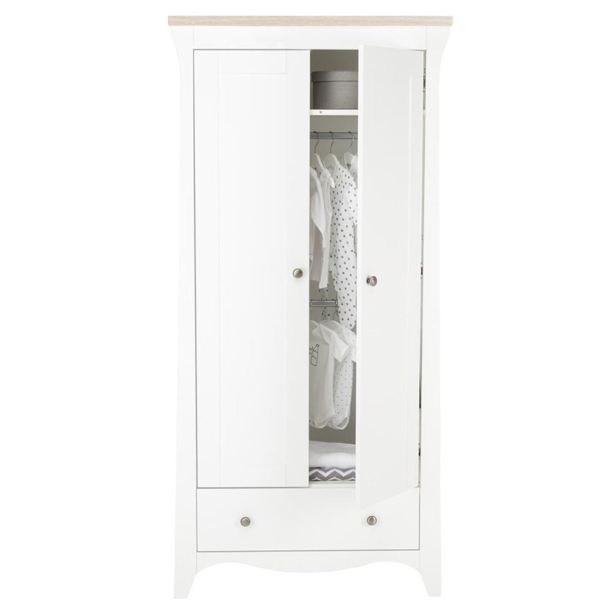 CuddleCo Clara 2 Door Double Wardrobe - White and Ash 6