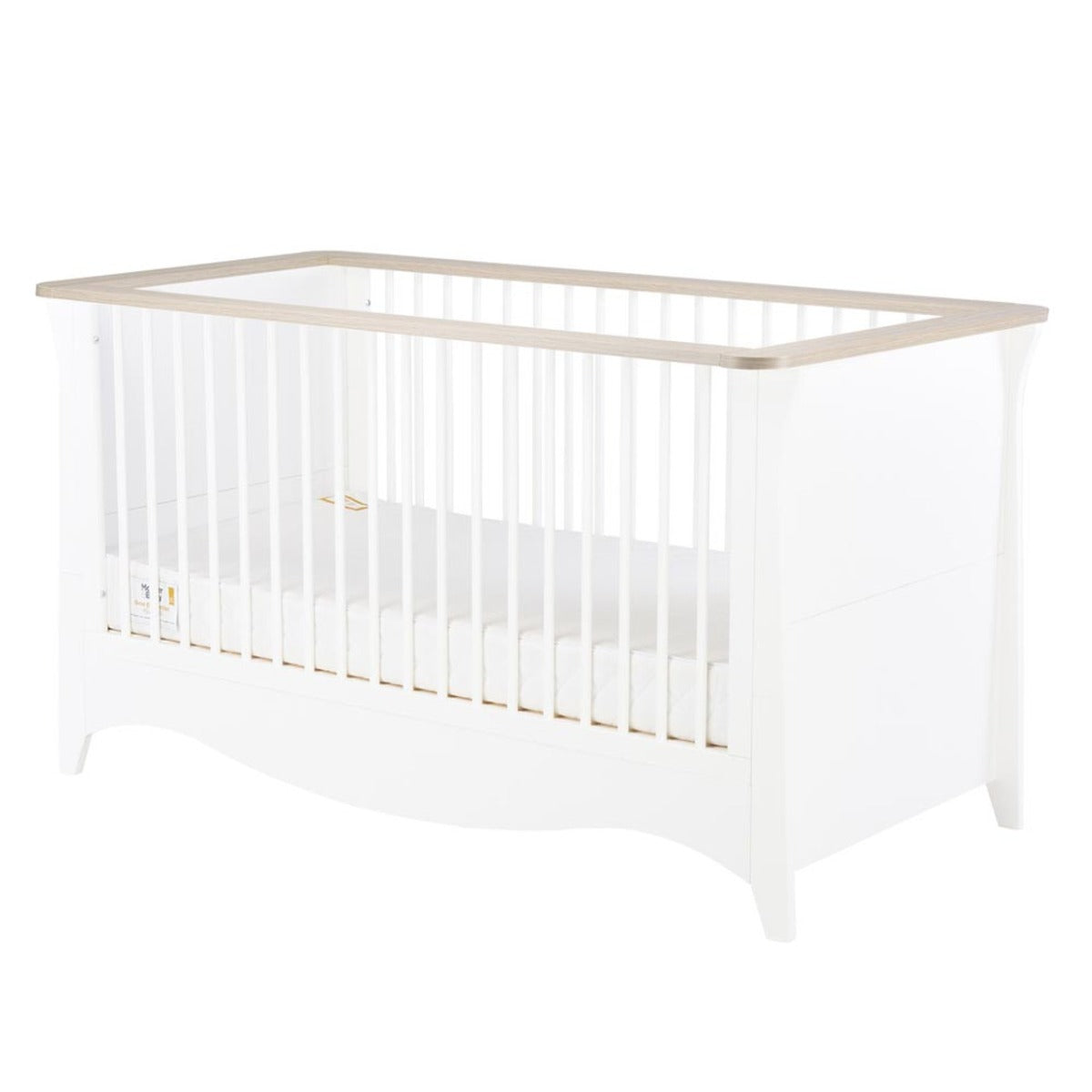 CuddleCo Clara 2 Piece Nursery Furniture Set (Cot Bed & Dresser) - White and Ash 4