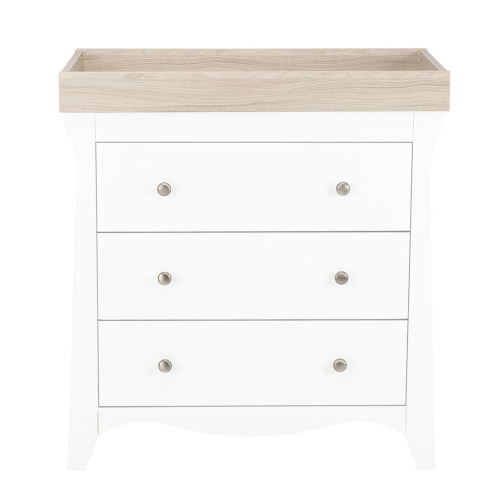 CuddleCo Clara 3 Piece Nursery Furniture Set (Cot Bed, Dresser & Wardrobe) - White and Ash 8