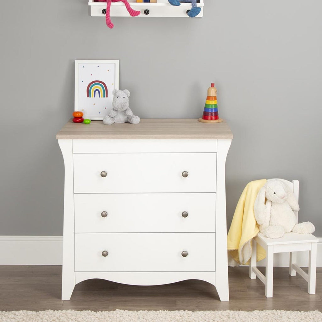 CuddleCo Clara 2 Piece Nursery Furniture Set (Cot Bed & Dresser) - White and Ash 9