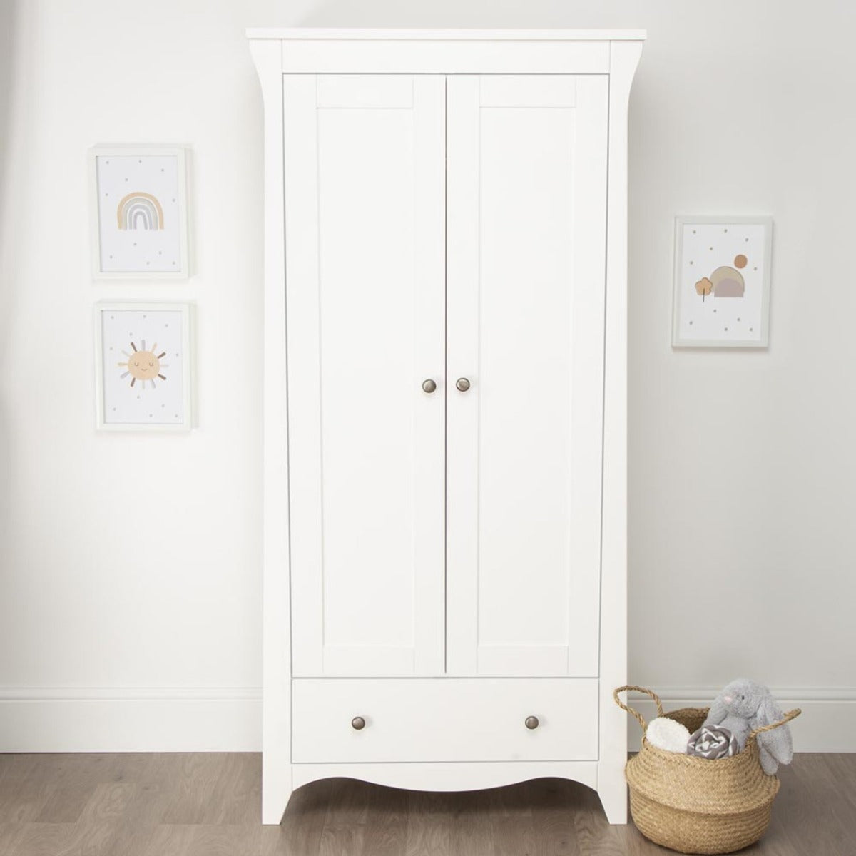 CuddleCo Clara 3 Piece Nursery Furniture Set (Cot Bed, Dresser & Wardrobe) - White 3