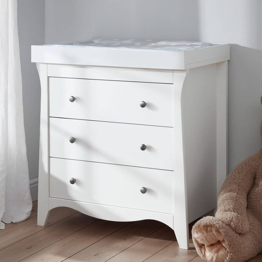 CuddleCo Clara 3 Piece Nursery Furniture Set (Cot Bed, Dresser & Wardrobe) - White 17