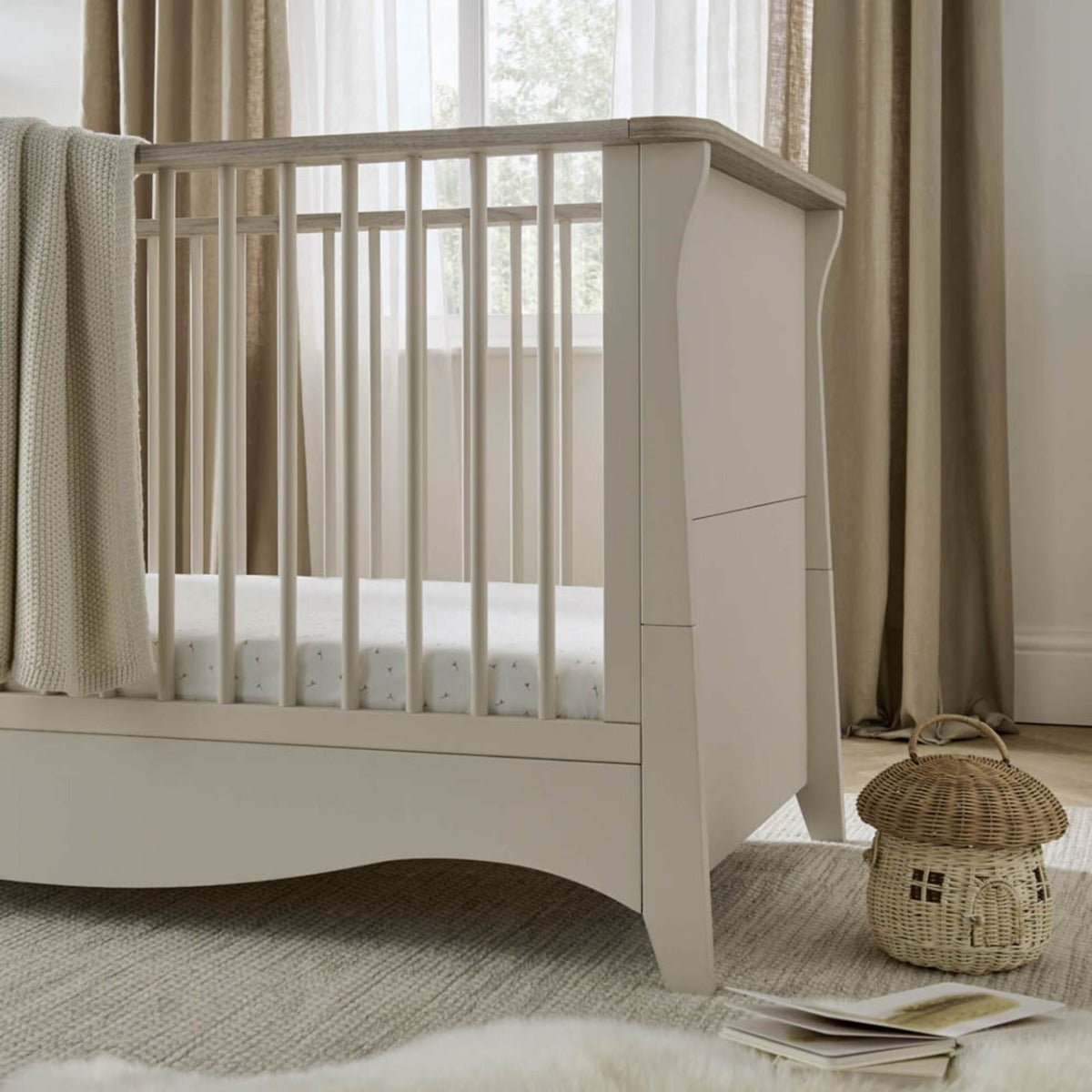 CuddleCo Clara 2 Piece Nursery Furniture Set (Cot Bed & Dresser) - Cashmere and Ash 9