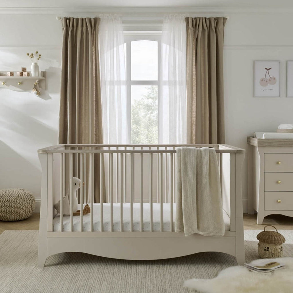 CuddleCo Clara 3 Piece Nursery Furniture Set (Cot Bed, Dresser & Wardrobe) - Cashmere and Ash 3