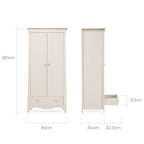 CuddleCo Clara 3 Piece Nursery Furniture Set (Cot Bed, Dresser & Wardrobe) - Cashmere and Ash 10