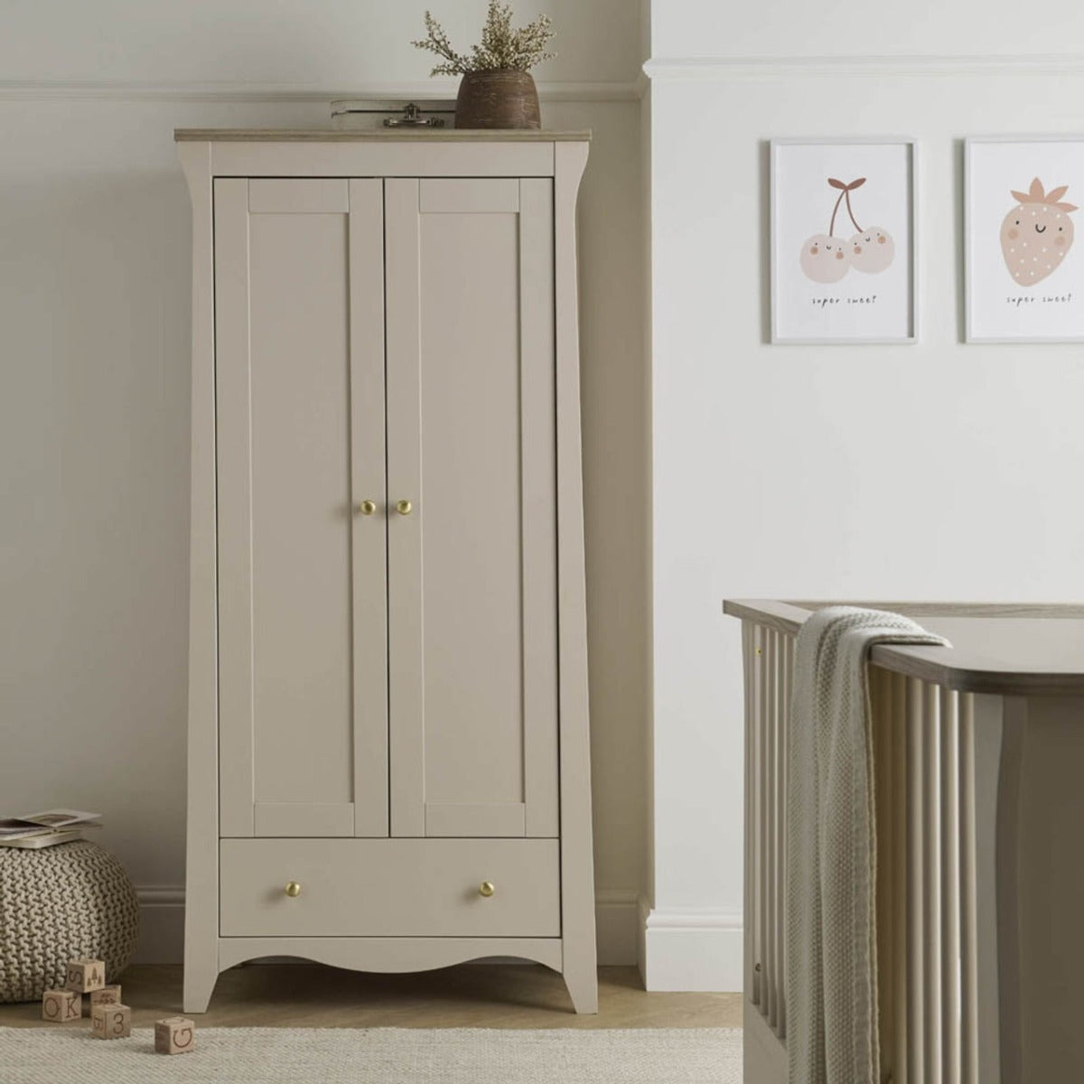 CuddleCo Clara 2 Door Double Wardrobe - Cashmere and Ash 1