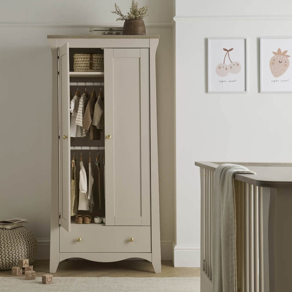 CuddleCo Clara 2 Piece Nursery Furniture Set (Cot Bed & Dresser) - Cashmere and Ash 11