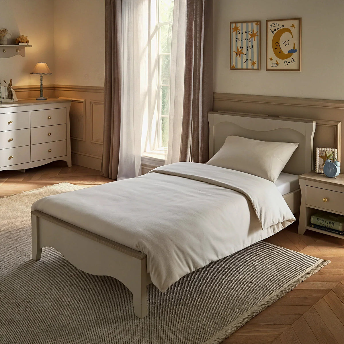 CuddleCo Clara Single Bed - Cashmere and Ash