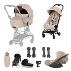 Cybex COYA Fold Cot Ultimate Travel System Bundle - Comfort Cozy Beige & Matt Black Frame