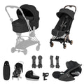 Cybex COYA Fold Cot Ultimate Travel System Bundle - Comfort Sepia Black & Rose Gold Frame