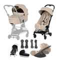 Cybex COYA Fold Cot Ultimate Travel System Bundle - Comfort Cozy Beige & Matt Black Frame