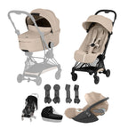 Cybex COYA Fold Cot Ultimate Travel System Bundle - Comfort Cozy Beige & Matt Black Frame