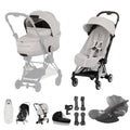Cybex COYA Fold Cot Ultimate Travel System Bundle - Style City Grey & Chrome Brown Frame