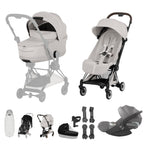 Cybex COYA Fold Cot Ultimate Travel System Bundle - Style City Grey & Chrome Brown Frame