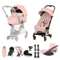 Cybex COYA Fold Cot Ultimate Travel System Bundle - Style Peach Pink & Rose Gold Frame