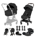 Cybex COYA Fold Cot Travel System Bundle - Style Sepia Black & Chrome Brown Frame