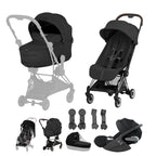 Cybex COYA Fold Cot Travel System Bundle - Style Sepia Black & Chrome Brown Frame