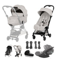 Cybex Coya Fold Cot Travel System Bundle - Style City Grey with Matt Black Frame