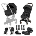 Cybex Coya Fold Cot Travel System Bundle - Style Sepia Black with Rose Gold Frame