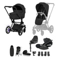 Cybex e-PRIAM Fold Cot Ultimate Travel System Bundle  - Comfort Sepia Black & Matt Black Frame