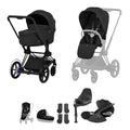Cybex e-PRIAM Fold Cot Travel System Bundle - Comfort Sepia Black & Matt Black Frame