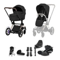 Cybex e-PRIAM Fold Cot Travel System Bundle - Comfort Sepia Black & Rose Gold Frame