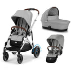 Cybex e-Gazelle S Double Pushchair - Stone Grey