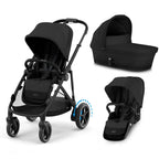 Cybex e-Gazelle S Double Pushchair - Moon Black