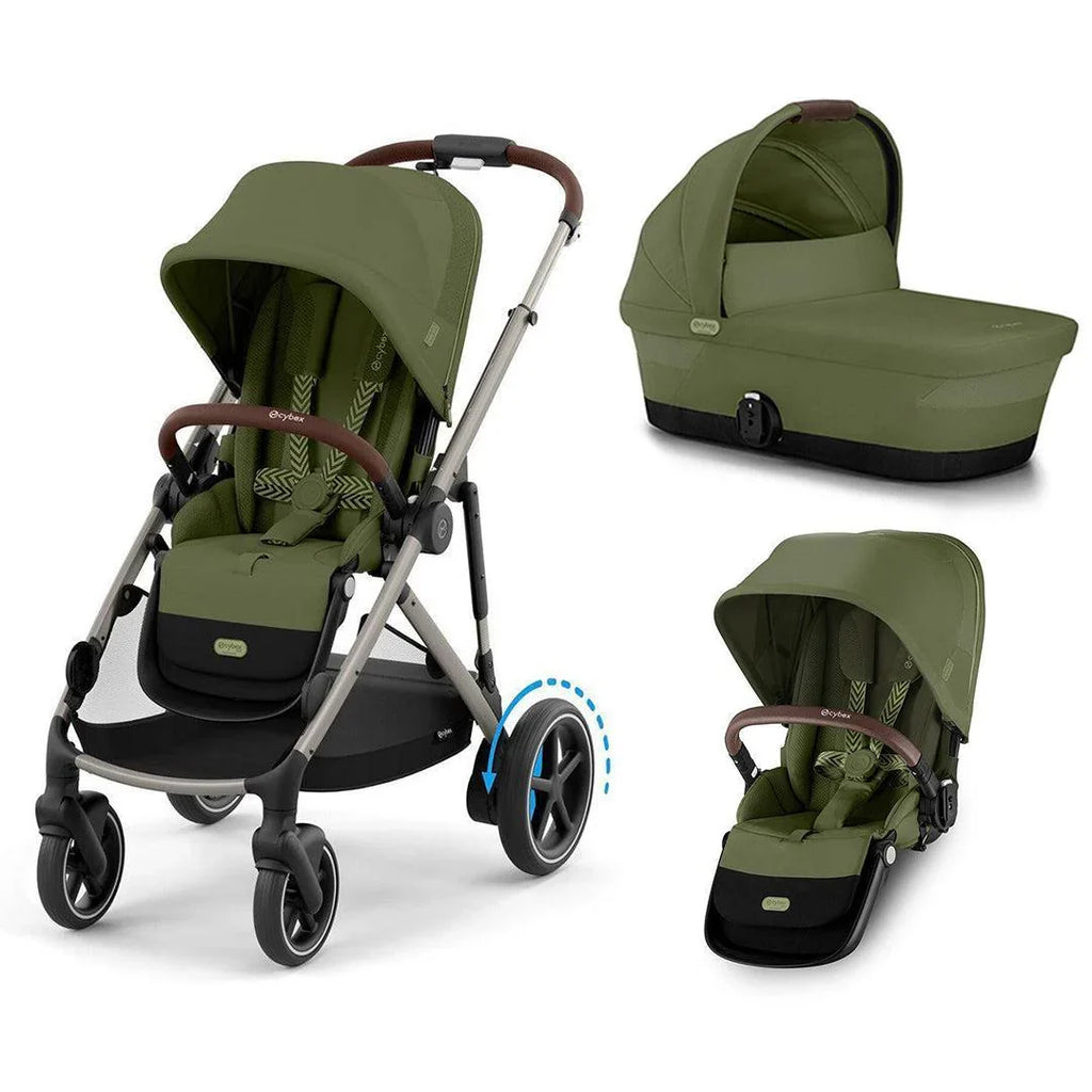Cybex e-Gazelle S Double Pushchair - Moss Green