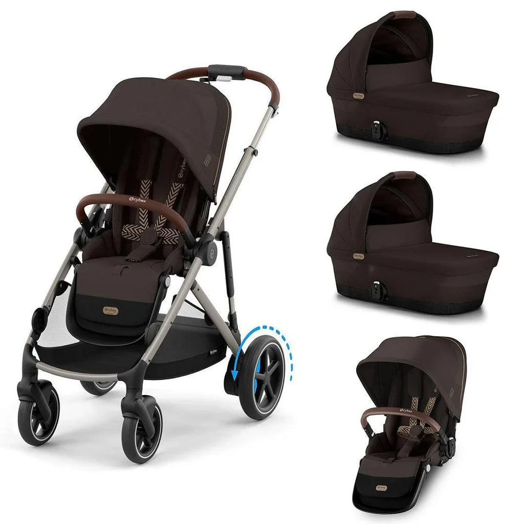 Cybex e-Gazelle S Twin Pushchair - Chocolate Brown