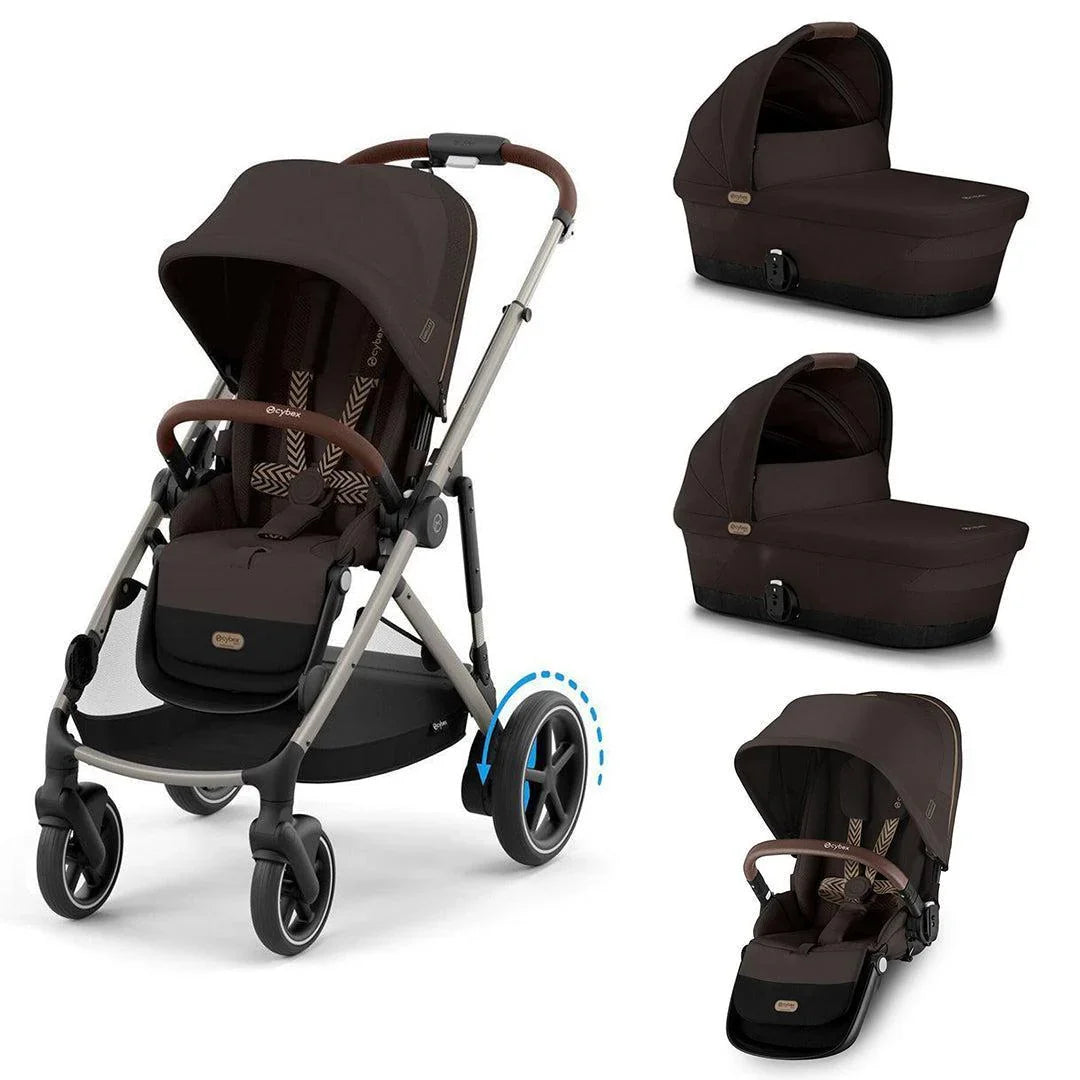 Cybex e-Gazelle S Twin Pushchair - Chocolate Brown
