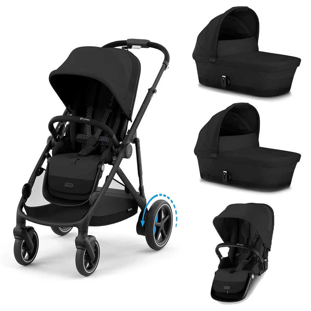 Cybex e-Gazelle S Twin Pushchair - Moon Black