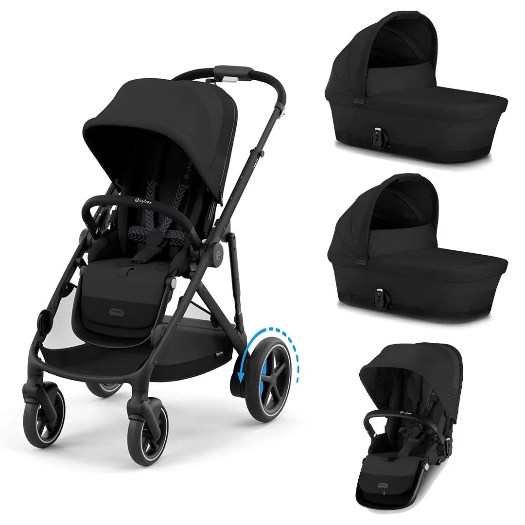 Cybex e-Gazelle S Twin Pushchair - Moon Black
