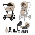 Cybex PRIAM Fold Cot Ultimate Travel System Bundle - Comfort Cozy Beige & Matt Black Frame