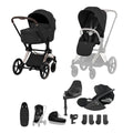 Cybex PRIAM Fold Cot Ultimate Travel System Bundle - Comfort Sepia Black & Rose Gold Frame